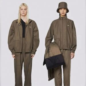 $125 RAINS WOVEN JACKET in Wood Size Large